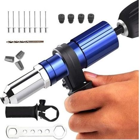 Adaptateur de pistolet à riveter, tête de pistolet à riveter électrique, outil de perage de pistolet à riveter sans fil, accessoires d'adaptateur en Métal d'aluminium (1/5)