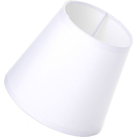 Abat-jour blanc polyester et métal – Hauteur 11,5 cm – Diamètre bas 13 cm – Compatible E14 et E27 – Pour lampe de chevet ou table – Unimasa