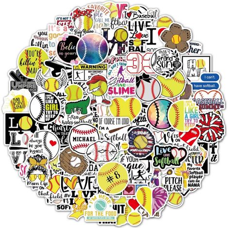 Lot de 100 Autocollants Football,Softball Stickers Aesthetic,Autocollants pour Scrapbooking,Téléphone Stickers Ordinateur Portable,Journaling Autocollant Valise Voyage,Autocollant Imperméable (1/5)