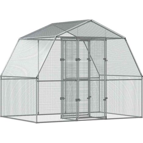 Cage à oiseaux avec porte argenté acier galvanisé (1/5)