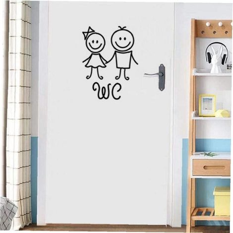Pegatina de inodoro con dibujos animados, vinilo impermeable, póster para pared/puerta, decoración de baño