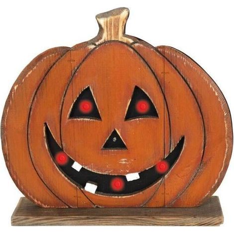 Objet décoratif - PTIT CLOWN - Citrouille en bois - Lumineux - 32cm - Orange