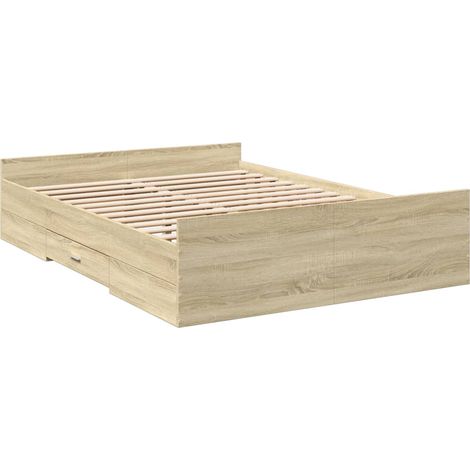 Cama con cajones madera de ingeniería roble Sonoma 120x190 cm vidaXL