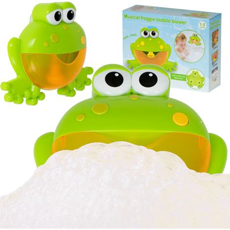 Rana de juguete de baño de espuma con generador de burbujas