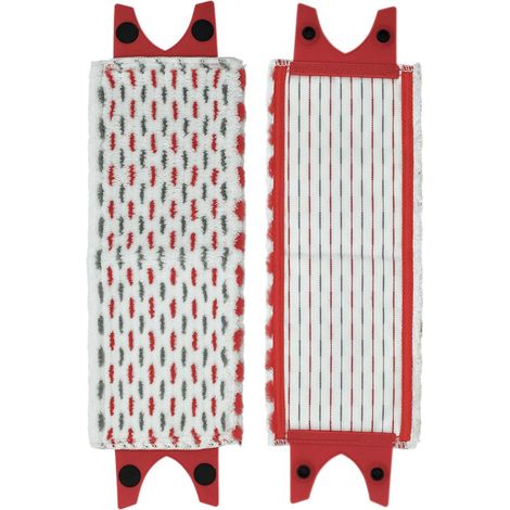 Lot de 2 coussinets de balai plat en microfibre rouge, compatibles avec Vileda UltraMax et O-Cedar, accessoires de rechange (1/5)