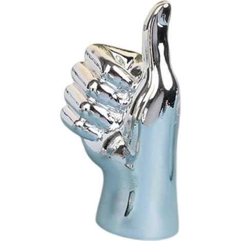 Statuettes de mains et de doigts pour bureau, sculptures de doigts, décoration créative pour salon, armoire ou étagère-Thumbs Up-Argent (1/5)