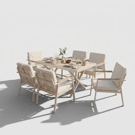 Gartentisch-Set mit 6 Aluminium-Sesseln Monte (1/5)