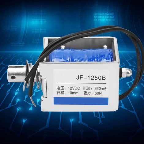 Électro-aimant Solénoïde DC 12VDC 10mm, Haute efficacité 60N, Course pour Installations de Bureau (1/4)