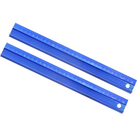 Règle en Métal à Poignée Surélevée 2 Pièces - [30 Cm] en Alliage d'Aluminium Mesure Précise Coupe Règle de Protection Droite Règle Bleue, Précision de 1 mm (1/4)