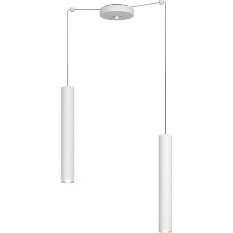 Lampadario Industrial-Minimal Xeana Metallo Bianco 2 Luci Gu10