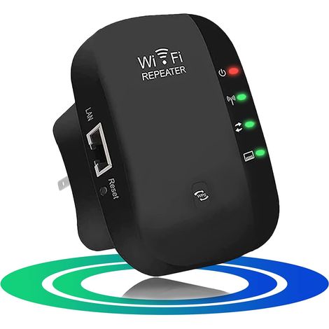 Répéteur WiFi, amplificateur de signal WiFi jusqu'à 300 Mbps, répéteur WiFi sans fil haut débit 2,4 GHz avec antennes intégrées et port Ethernet, couverture WiFi complète à 360°, installation facile ( (1/5)
