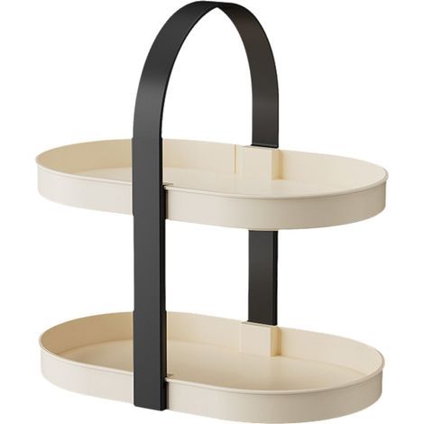 Double Shelf - Cosmetic Organizer - Aromatherapy Storage Rack - 33.5 x 20.5 x 33.5 cm - Plastic - Black - 1 Unit