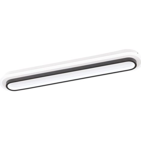 Plafonnier blanc noir sable L : 80,00 cm, l : 15,00 cm Exl. plafond : 6,50 cm 3 niveaux d'intensité (interrupteur mural) 1 x LED 39,0 W 2700 4600 lm 21308 (1/5)