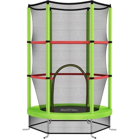 Green Kids Trampoline with Safety Enclosure Net and Sturdy Steel Frame for Ages 3-6 Years (1/5)