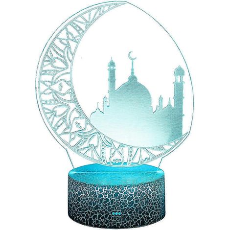 Lámpara de noche LED 3D Ramadan Mubarak Islam, luces de linterna de Ramadán para decoración del hogar, regalos de Ramadán (1/4)