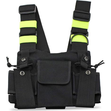Harnais Radio - 1 Unité - Nylon - Sacoche Poitrine Réglable - Talkie-walkie Extérieur - Vert (1/5)
