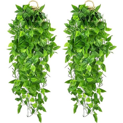 QAZQA 2 Pièces de Plantes Artificielles, Faux Lierre Artificielles Vertes, Utilisées pour Le Bureau, Le Salon et La Décoration de La Maison (Vert 2) (1/5)