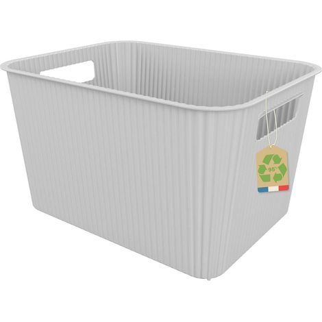 SUNDIS Vibes, cestino portaoggetti in plastica, 14L, bianco sporco, con manici, impilabile, ideale per piccoli oggetti e accessori in bagno, camera da letto, cucina o ufficio (1/5)