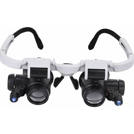Loupe frontale réglable avec lumière LED 8X 15X 23X, lunettes grossissantes binoculaires, loupe mains libres (1/5)