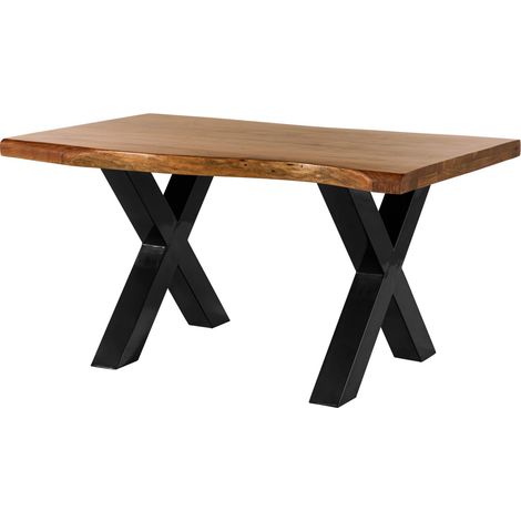 Tavolo da pranzo in legno acacia - laccato natur / ferro X - antracite lucido 160x90x77 FREEFORM 5