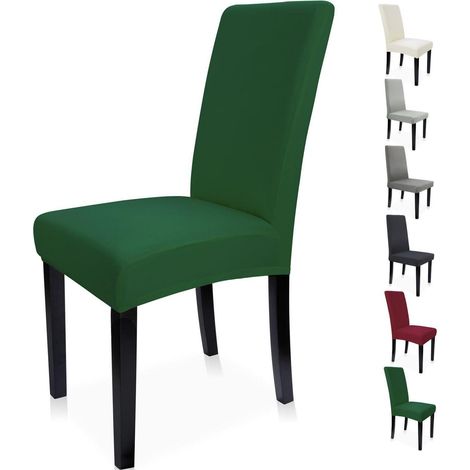 Stuhlhussen Dunkelgrün 4er Set, Stretch, Abnehmbar, Waschbar, für Esszimmerstühle (1/5)