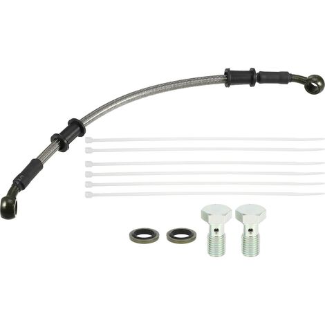 Flexibles Frein Et Embrayage Hydrauliques Pour Moto 30CM Noir,Argenté,Vert,Métal,Plastique,Caoutchouc,30cm,8mm,M10x1.25,Quad,Scooter,Cyclo,2Vis,2Rondelles,6Cravates (1/5)