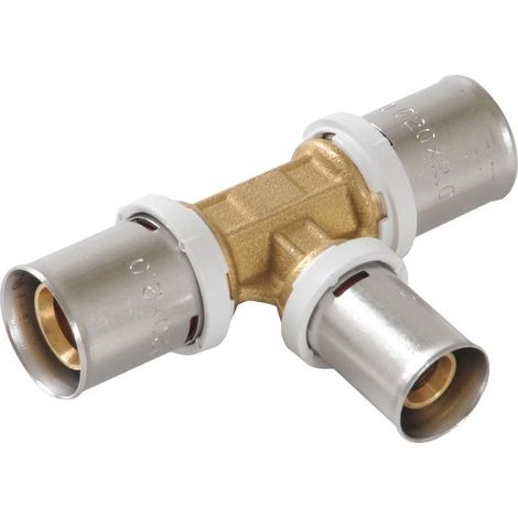 Raccord multicouche Té réduit à sertir fluxo Ø20-16-20 – Laiton CW617 N – Joints EPDM – Bagues inox 304 – Norme EN 12165 (1/2)