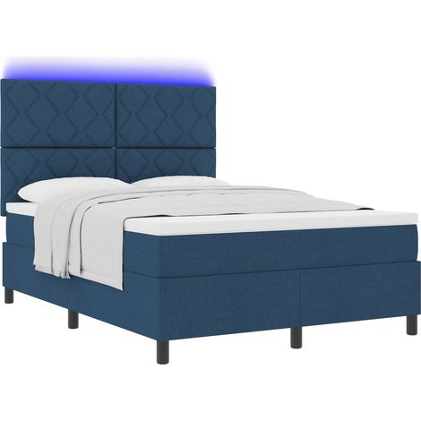 Maison Exclusive - Letto a molle con strisce LED Blu 140 x 200 cm Tessuto (1/5)