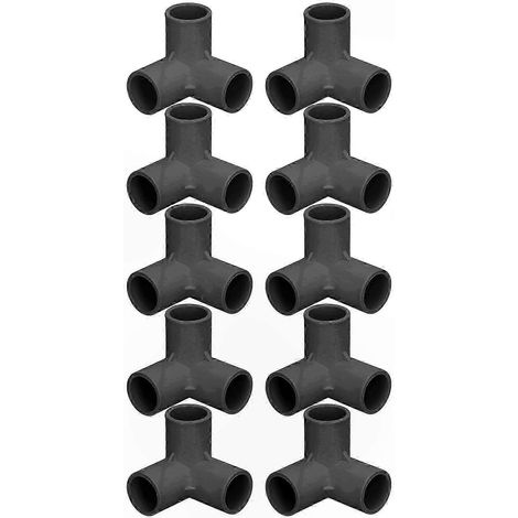 Lot de 10 raccords de tuyauterie en PVC - Tés et coudes à 3 voies, diamètre intérieur 25 mm, joints d'angle en plastique noir pour plomberie (1/5)