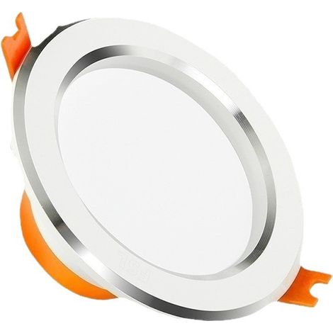 Lot de 2 spots LED encastrables 2,5 pouces 5W tout blanc, lumière blanche froide 6500K, trou de coupe 75‑90mm