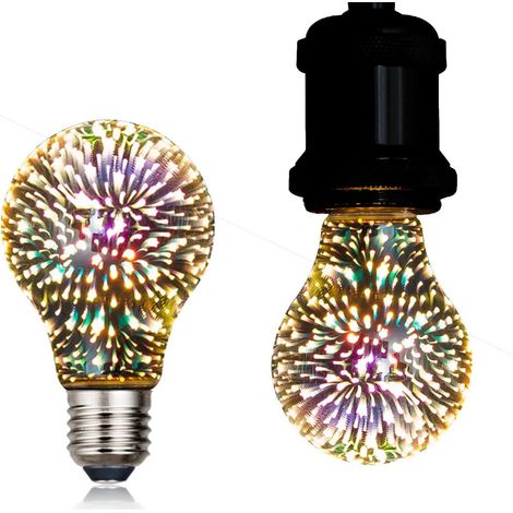 Bombilla Led MINKUROW Con Efecto De Fuegos Artificiales 3d Para Iluminación Ambiental Decorativa E27 A60 4.5w 125lm 360 ° 230v Sin Parpadeo, No Regulable (1/5)