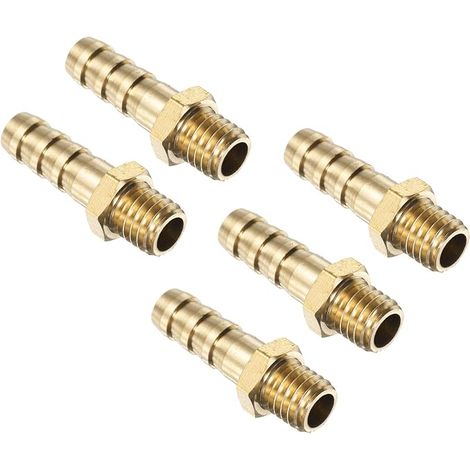 5Pcs Raccords En Laiton Pour Tuyau Métrique M8-1.25 Mâle À Barbelé Adapté Pour Tuyau ID 6mm Raccord De Tuyau Barbelé Adaptateur Connecteur Pour Eau Carburant Air (1/5)
