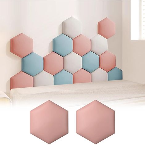 Gepolsterte Wandpaneele, sechseckiges Antikollisionsdesign, selbstklebende Kopfteilpaneele für Schlafzimmer und Kinderzimmer (1/5)