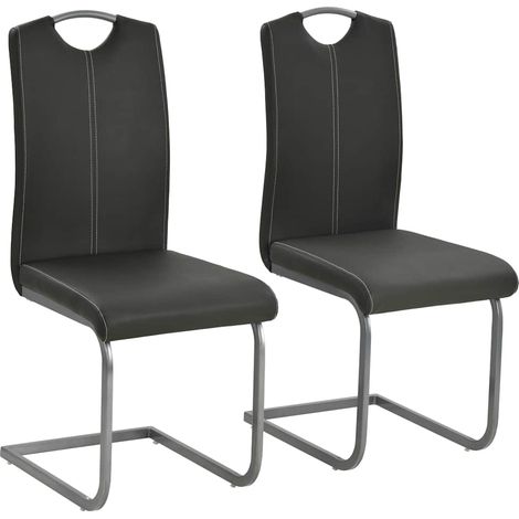 vidaXL Chaises à manger cantilever lot de 2 gris similicuir (1/5)