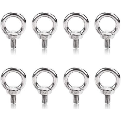 8 Pieces 304 Stainless Steel Eye Bolts, M6 Male Thread Lifting Ring Eye Bolt Screw, Eye Bolt Screw, Corrosion Resistant, for Home, Office (1/5)