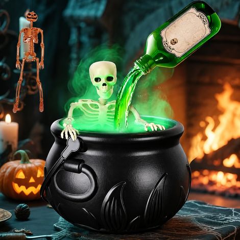 Chaudron de sorcière à motif flammes petite taille avec crâne de 40 cm déco Halloween 550 g – Livraison gratuite