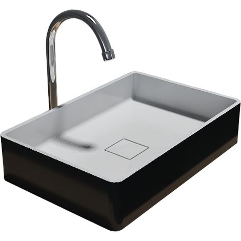 BERNSTEIN - Lavabo moderno Lavabo in ghisa, lavabo freestanding - 48x32x10,5cm - AQUA Mat nero/bianco	Nero/bianco opaco (1/3)