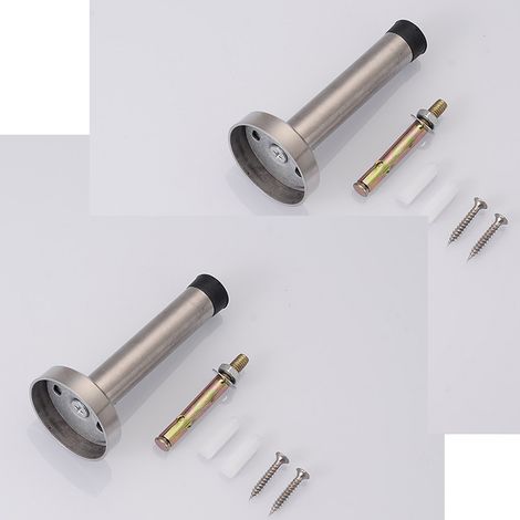 Butée de porte robuste pour plinthes (42,5 x 92,5 mm) - Lot de 2 butées murales - Butée de porte en acier inoxydable avec embout en caoutchouc - Butée (1/4)