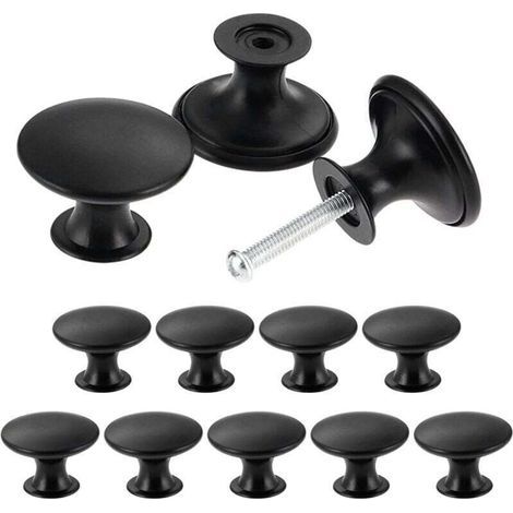 Set mit 24 Vintage-Schrankknöpfen im Chic-Stil – Antike Küchenschrankgriffe – Runde Möbeltürknöpfe (30 mm) – Schwarz (1/4)