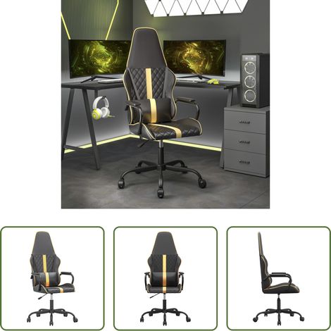 Gamingstuhl Kunstleder - Gaming-Stuhl Schwarz und Golden Kunstleder (1/5)