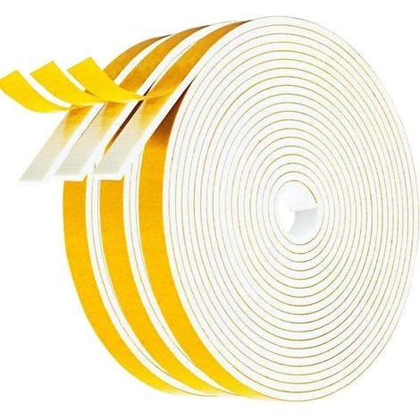 Guarnizione isolante per porte, striscia di gomma 6 mm (larghezza) x 1,5 mm (altezza), schiuma adesiva, guarnizione per finestre, resistente agli urti, al freddo e agli impatti (5 m x 3 rotoli) (1/4)