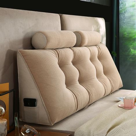 Coussin en coin Long Coussin dorsal pour lit Coussin de lecture confortable Détachable Coussin lombaire pour canapé Coussin à dossier haut triangulaire avec coussin de soutien pour le cou (1/5)