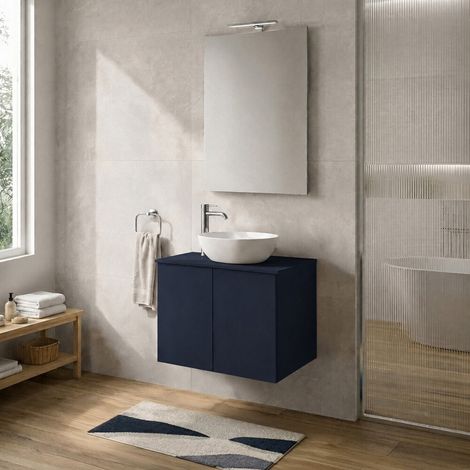 Mobile bagno sospeso 60 cm blu portalavabo due ante Tierra (1/5)