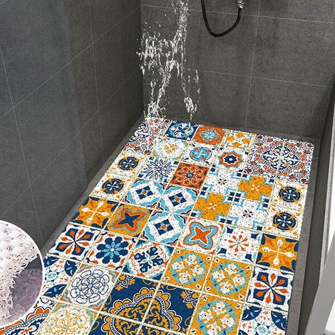 Tapis de douche carré antidérapant en PVC loofah avec trous de drainage - 60 x 40 cm (1/4)
