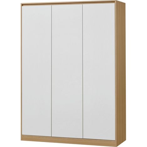 Armario de dormitorio Armario moderno y atemporal con 4 estantes de MDF 176 x 120 x 52 cm efecto roble blanco 030006363