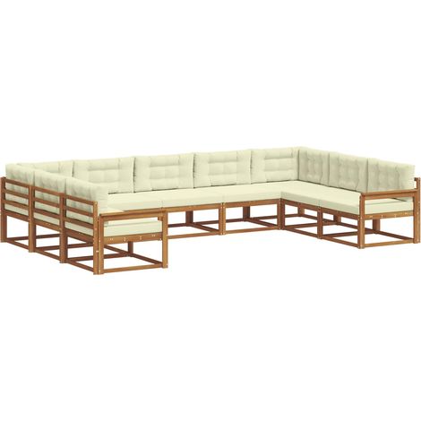 Conjunto de sofás de exterior 9 uds. Natural y Crema vidaXL (1/5)