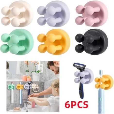 Porte-brosse à dents mural, porte-brosse à dents auto-adhésif en silicone, convient aux cuisines, salles de bains et porte-serviettes. (1/4)