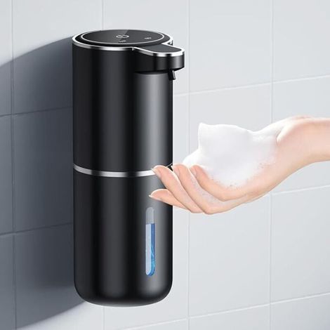 1 PCS - Noir Distributeur de savon automatique - 380 ml - Fixation murale - Distributeur de savon électrique sans contact - Avec capteur - Rechargeable par USB - Pour salle de bain, cuisine, bureau (1/4)