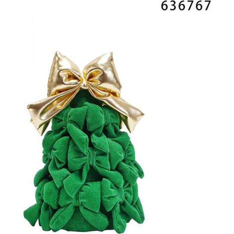 TRADE SHOP - Albero Di Natale Di Fiocchi Da 18cm Con Fiocco Dorato Addobbo Decorazione Natalizia Feste - Verde (1/2)