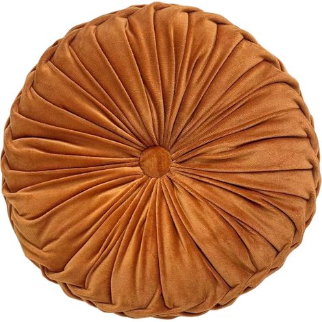 Coussin rond en velours uni, coussin citrouille, coussin rond pour salon, coussin rond pour canapé (1/5)
